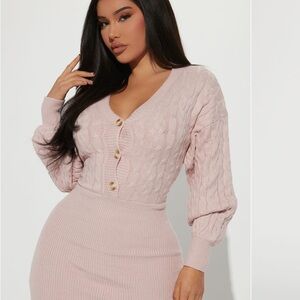 Elegant Pink Long Sleeve Dress